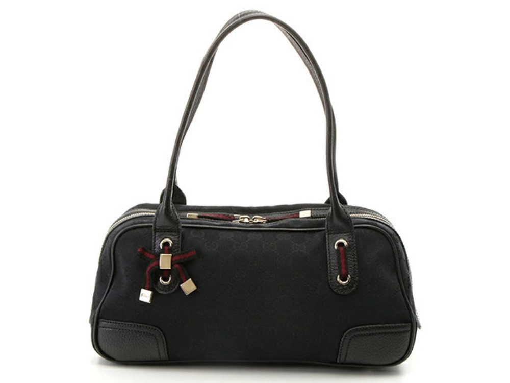 Gucci GG Canvas Sherry Boston Bag Black